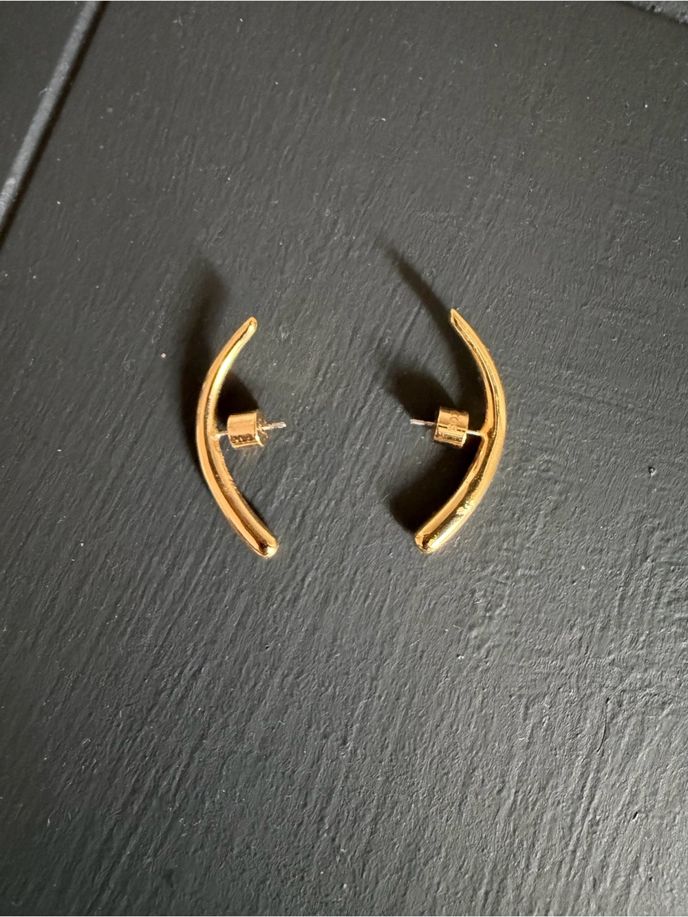 COS Gold Curved Bar Stud Earrings - Women Jewelry